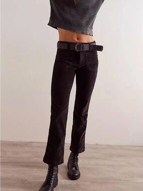 Free People Black high time Velvet-kick flair High Waist Pants 0
